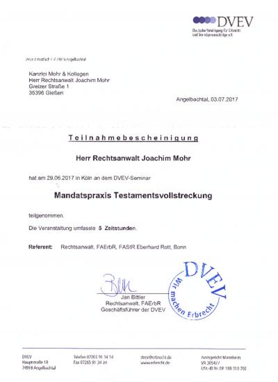 Mandatspraxis Testamentsvollstreckung