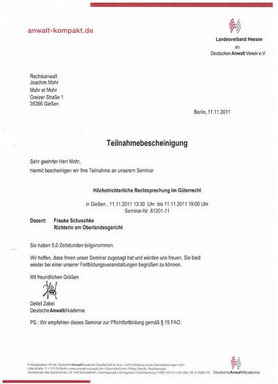 Höchstrichterliche Rechtsprechung im Güterrecht